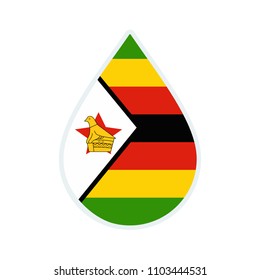 Zimbabwe flag icon. Water icon. Drop water. Zimbabwe badge. Flag drop.