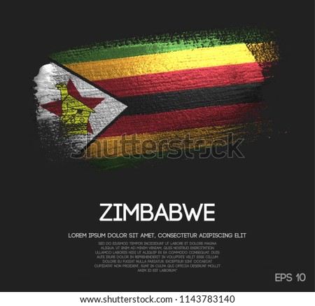 Zimbabwe Flag Made of Glitter Sparkle Brush Paint Vector