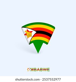 Diseño de puntero de mapa de bandera de Zimbabue con sombra. Ilustrador de Vector.