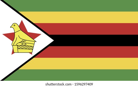 Zimbabwe flag national African flat icon, Africa illustration vector 