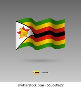 Zimbabwe flag. Official colors and proportion correctly. High detailed vector illustration. 3d and isometry. EPS10