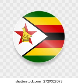 Simbabwe Flagge auf Knopfdruck glänzend Glas