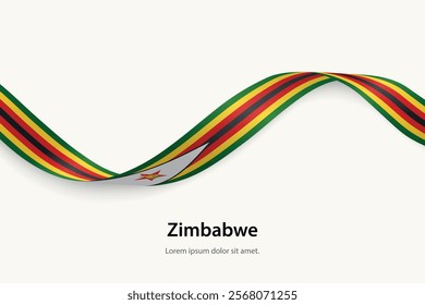 Zimbabwe flag on Waving ribbon. Template for independence day