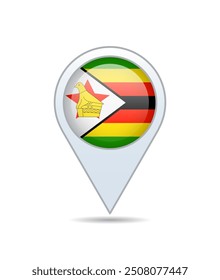Zimbabwe - flag pin for map. Vector illustration.