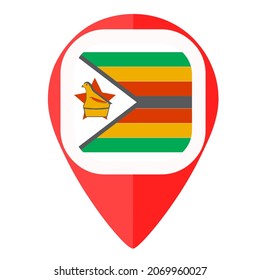 Zimbabwe flag pin marker navigator locator map