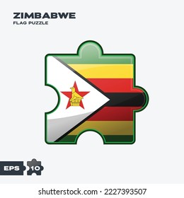 Piezas del rompecabezas de la bandera de Zimbabue. ilustración vectorial aislada en fondo blanco