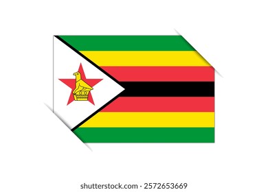 Zimbabwe flag - rectangle colorful flag representing a country cultural identity and heritage. The essence of national pride and unity. Attached by the corners in a paper album