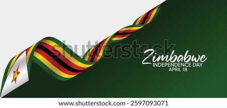 Zimbabwe flag ribbon Independence Day 18 April vector poster