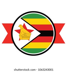Zimbabwe flag in round button of icon. flag logo of Zimbabwe emblem isolated on white background, Zimbabwe national concept sign, Vector illustration.
