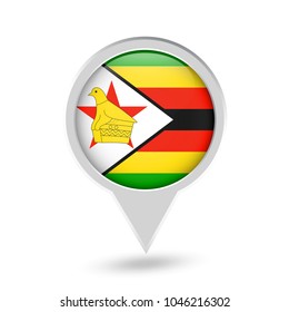 Zimbabwe Flag Round Pin Icon. Vector icon.