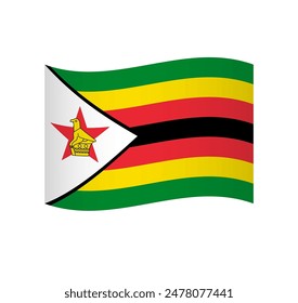 Bandera de Zimbabue - Vector ondulado simple con sombreado.