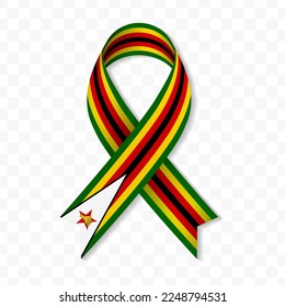 Zimbabwe flag stripe ribbon vector illustration on a transparent background vector image (PNG).