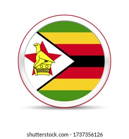 Zimbabwe flag vector in button design. Eps 10 vector illustration.