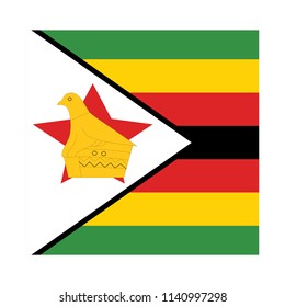 Zimbabwe flag Vector Square Icon, Flag of Zimbabwe. Abstract concept, icon, square, button. Raster illustration on white background.