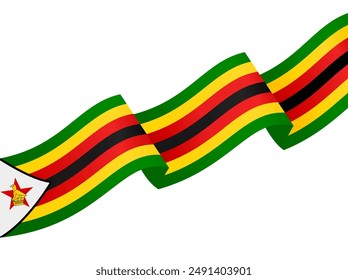 Zimbabwe flag wave isolated on png or transparent background vector illustration.  