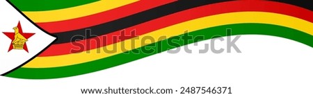 Zimbabwe flag wave isolated on png or transparent background vector illustration.  