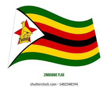 Zimbabwe Flag Waving Vector Illustration on White Background. Zimbabwe National Flag.