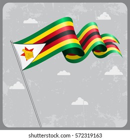 Zimbabwe flag wavy abstract background. Vector illustration.