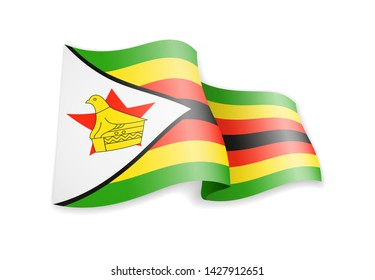 Zimbabwe flag in the wind. Flag on white background vector illustration