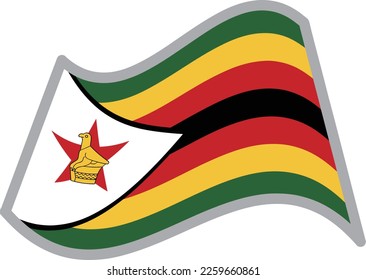 Zimbabwe fluttering national flag illustration vector material