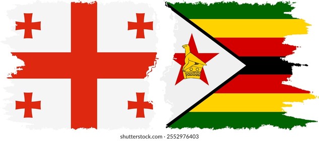 Conexión de banderas grunge de Zimbabue y Georgia, Vector