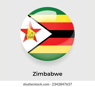 Zimbabue lustroso bandera nacional burbuja forma redonda icono ilustración vectorial vidrio