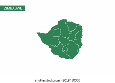 Zimbabwe green map detailed vector.