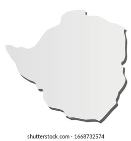 Zimbabue - silueta gris 3d, mapa de la zona del país con sombra caída. Simple ilustración vectorial plana.