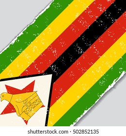 Zimbabwe grunge flag diagonal background. Vector illustration.