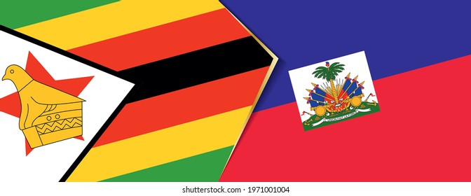 Zimbabwe and Haiti flags, two vector flags symbol of relationship or confrontation.