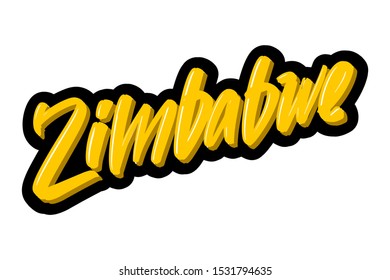 Zimbabwe hand drawn modern brush lettering text. Vector illustration logo for print and advertising