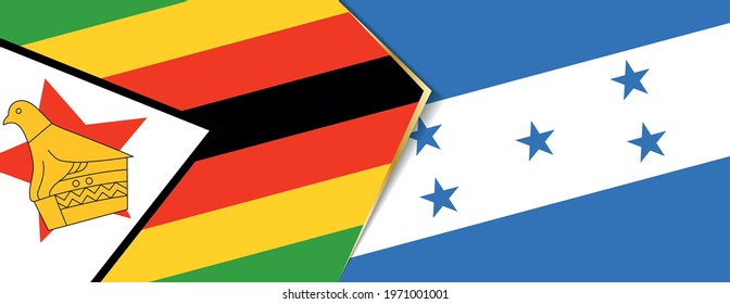 Zimbabwe and Honduras flags, two vector flags symbol of relationship or confrontation.