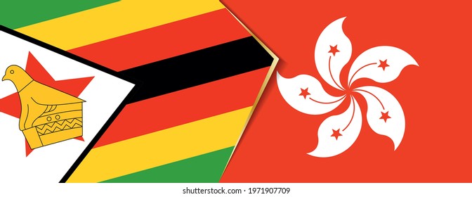 Zimbabwe and Hong Kong flags, two vector flags symbol of relationship or confrontation.