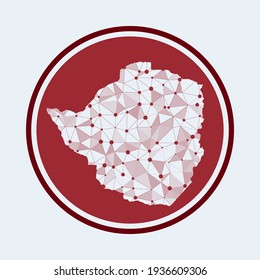 Zimbabwe icon. Trendy tech logo of the country. Geometric mesh round design. Technology, internet, network, telecommunication concept. Vector illustration.
