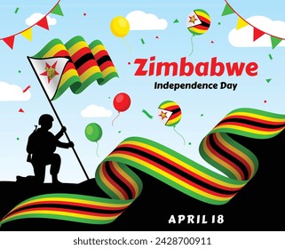 Zimbabwe Independence Day Background. Creative concept for banners, posters and print. Vector illustration