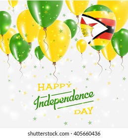 Zimbabwe Independence Day Celebration Balloons. Flying Rubber Celebration Balloons in Colors of the Zimbabwe National Flag. Happy Zimbabwe Day Celebration Balloons, Stars and Sparkles.