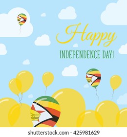 Zimbabwe Independence Day Flat Patriotic Design. Zimbabwean Flag Balloons. Happy National Day Zimbabwe Vector Patriotic Design. Celebration Balloons Patriotic Design.