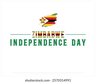 ZIMBABWE Independence Day vector design on a white background with brush flag, Typographic Design of ZIMBABWE Independence Day, Brush of ZIMBABWE, Vector design of Zimbabwe national day 