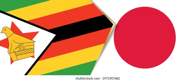 Zimbabwe and Japan flags, two vector flags symbol of relationship or confrontation.