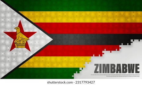 Zimbabwe jigsaw flag background. Element of impact for the use you want to make of it.