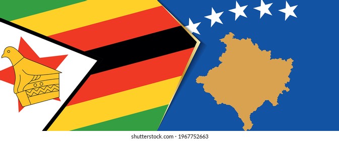 Zimbabwe and Kosovo flags, two vector flags symbol of relationship or confrontation.