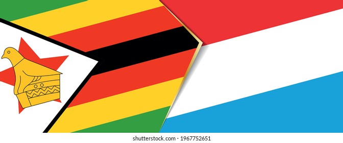 Banderas de Zimbabue y Luxemburgo, dos banderas vectoriales símbolo de relación o enfrentamiento.