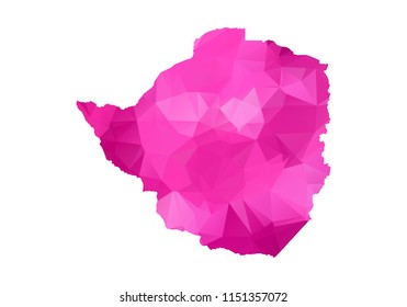 zimbabwe Map - Abstract geometric rumpled triangular low poly style gradient graphic on white background , line dots polygonal design for your. Vector illustration