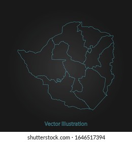 Mapa de Zimbabue - Línea de purga abstracta y escalas de puntos sobre fondo oscuro con Zimbabue. diseño plano, limpio y moderno. Pasos de ilustración vectorial10