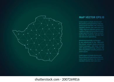 zimbabwe map. Abstract mash line and point scales on dark background . 3D mesh polygonal network line, design sphere, dot and structure. Vector illustration eps 10.