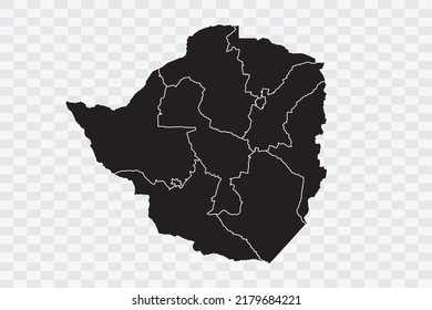 Zimbabwe Map black Color on White Backgound quality files Png 