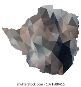 zimbabwe map - Black, grey, geometric rumpled low poly style gradient graphic background, polygonal design for your. Vector illustration eps 10.
