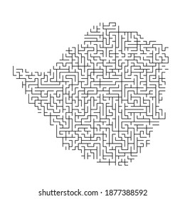 Zimbabwe map from black pattern of the maze grid. Vector illustration.