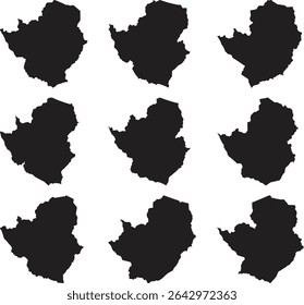 Estilo negro del Vector de la silueta del mapa de Zimbabue con el fondo blanco