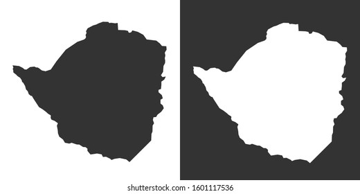 Zimbabwe Map With Black and White Vector